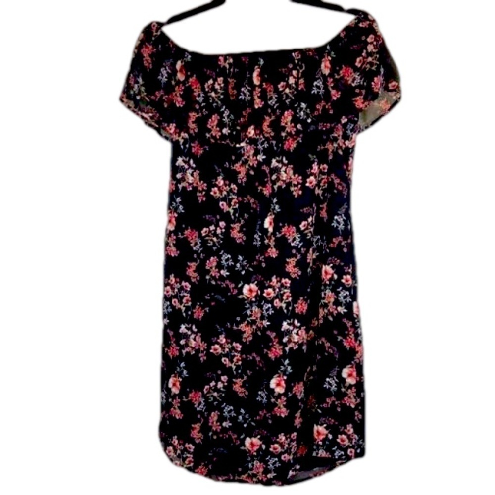 NEW! White House Black Market Small Black Floral Dress Off Shoulder Cottage Core